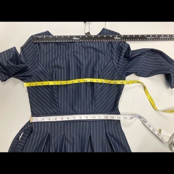 VF SHOW, Blue striped Prairie Dress, Size Medium - Picture 7 of 9